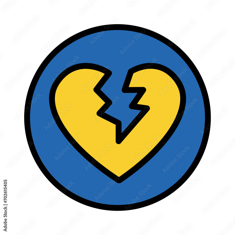Broken Heart Love Filled Outline Icon Broken Heart Love Filled Outline Icon
