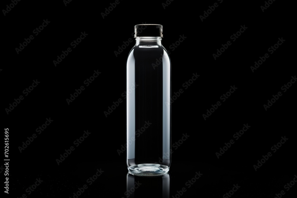 photo of a bottle on a table in front of an orange wall, can be used as a mockup and others. generative AI photo of a bottle on a table in front of an orange wall, can be used as a mockup and others. generative AI
