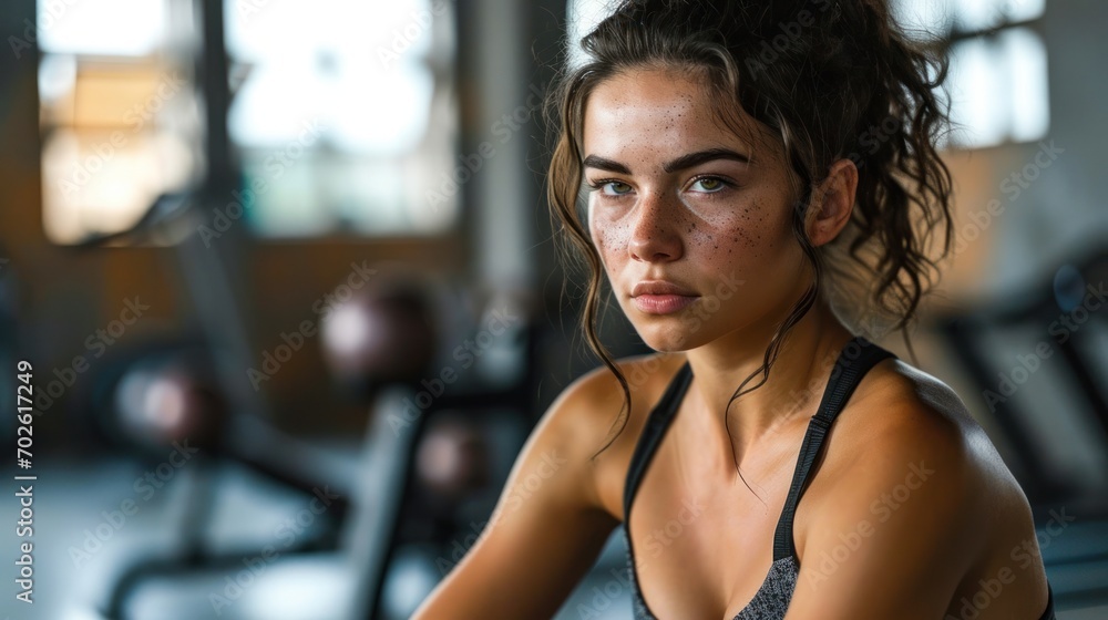 Obraz premium Model in Fitness Gear at Gym