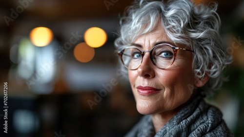 Mature woman planning retirement at home