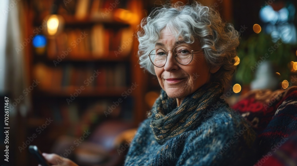 Senior woman with smartphone living alone Senior woman with smartphone living alone