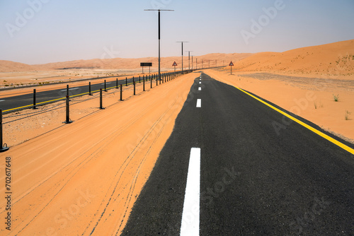 Panoramic Road View at Liwa Desert in Abu Dhabi