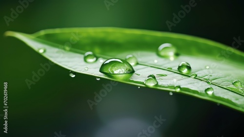 Close Up of Leaf with Glistening Water Drop