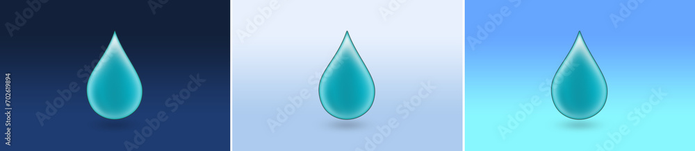 A drop of water h2o on light blue background A drop of water h2o on light blue background