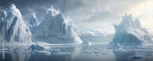 Icebergs in arctic on north Pole. photo