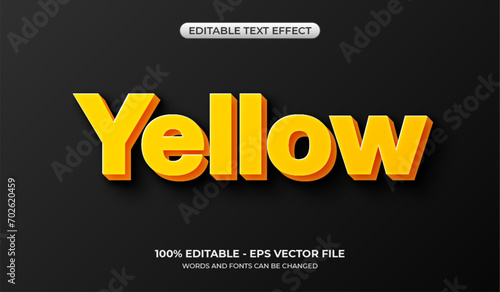 Simple yellow text effect. Editable minimalist and bold text effect