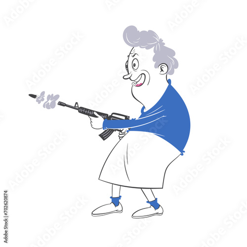 Grandma's Defence Cartoon Resistance Illustration © dvoriankin