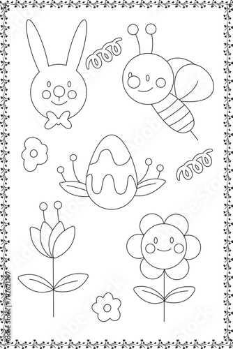 Easter bunny and eggs coloring pages