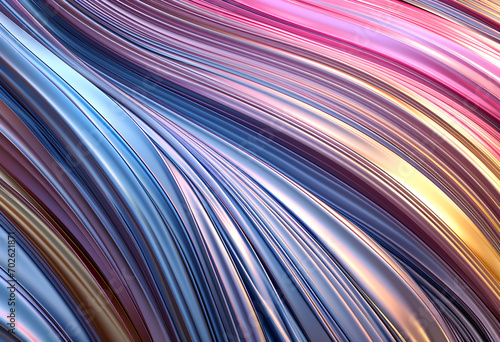 Abstract background with chromatic holographic waves and lines