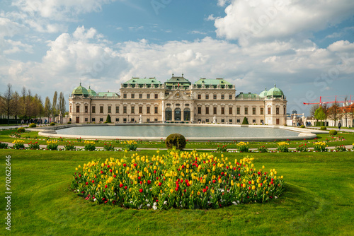 Schloss Belvedere South Facade, Großes Bassin, Flowers, Vienna, Austria photo