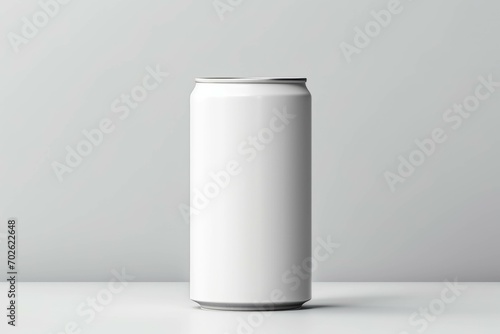 Blank white soda can with design space isolated white background