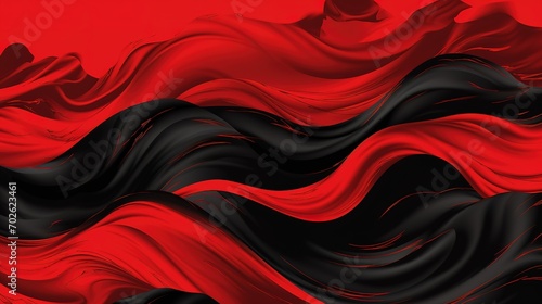 A background design forms shiny red waves with a texture. generative AI