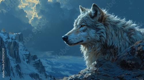 wolf, moon, night, stars 