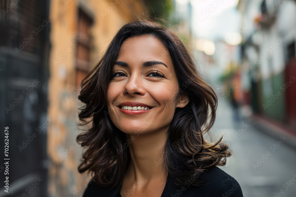 Radiant Hispanic Woman in her 40s-50s Smiling Confidently Outdoors - Portrait of Latin American Pride, Diversity, and Vibrant Mature Beauty Radiant Hispanic Woman in her 40s-50s Smiling Confidently Outdoors - Portrait of Latin American Pride, Diversity, and Vibrant Mature Beauty