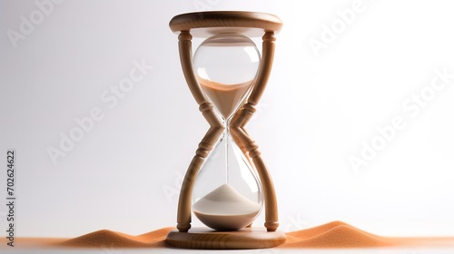 Hourglass standing on gray Background