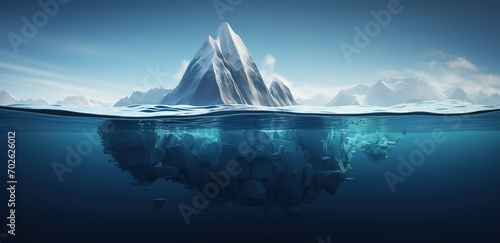 photo of an iceberg on the edge of the ocean. generative AI photo