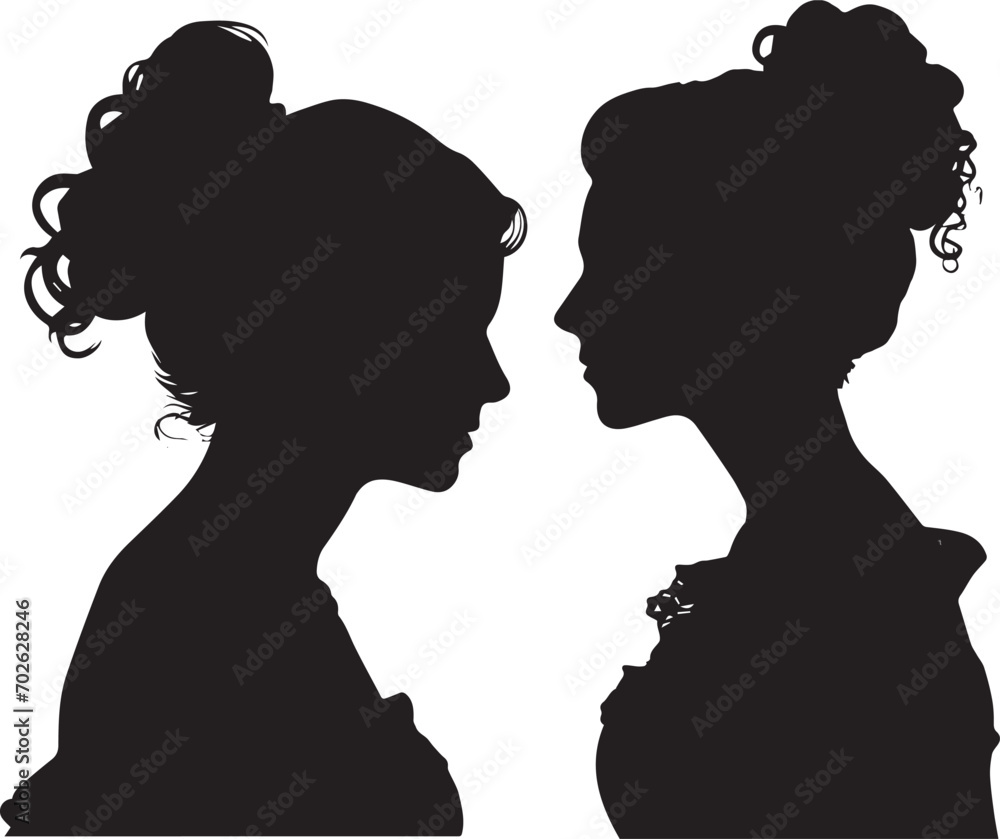 Two Girl  Face Silhouette Vector illustration