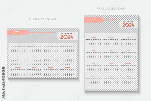 Wall and Desk calendar Template 2024