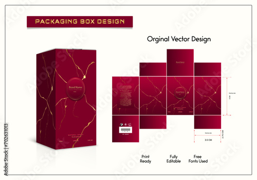 Luxury Packaging box design with Box dies line, 3d Box Mockup, icon, frames and Design elements, 3d Illustration, and Vector design Template.