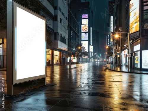 front view blank billboard on street,