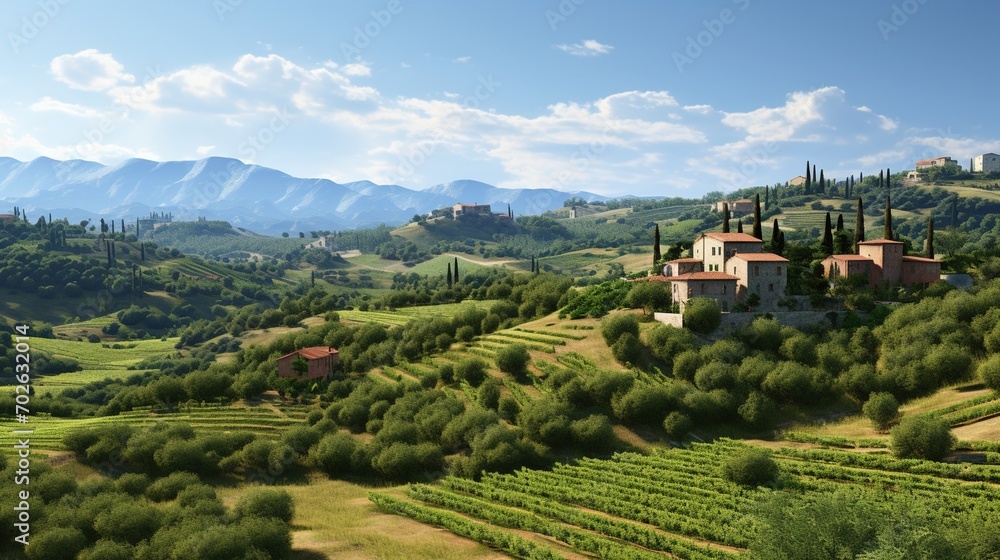 Italian Vineyard Landscape
