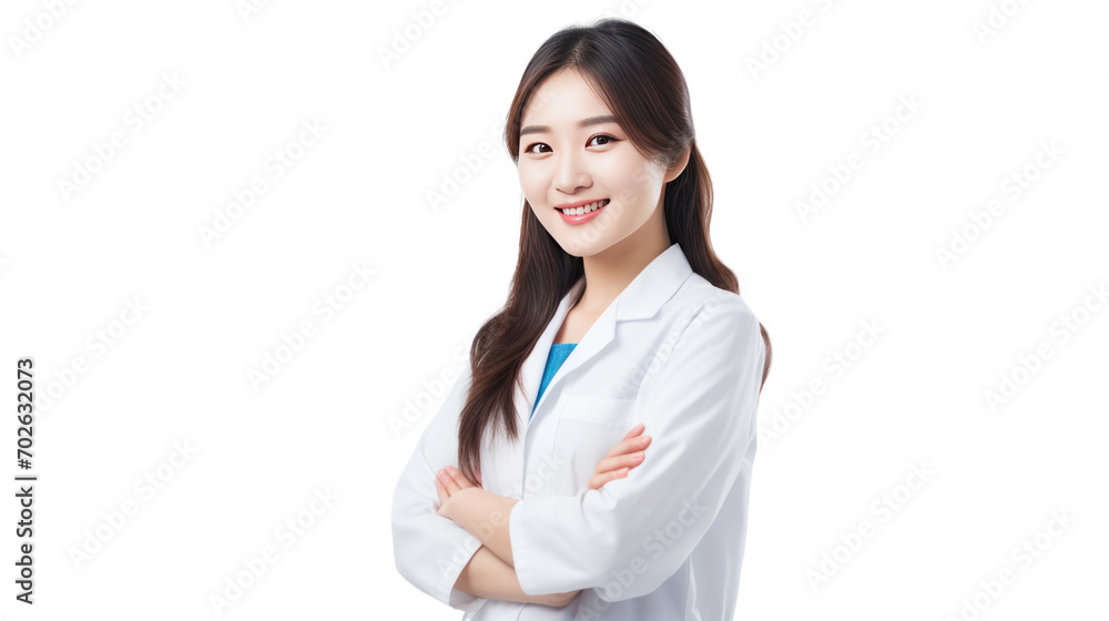 young pretty chinese woman surgery doctor isolated on white background young pretty chinese woman surgery doctor isolated on white background