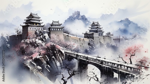 ancient chinese watchtower great wall of china photo