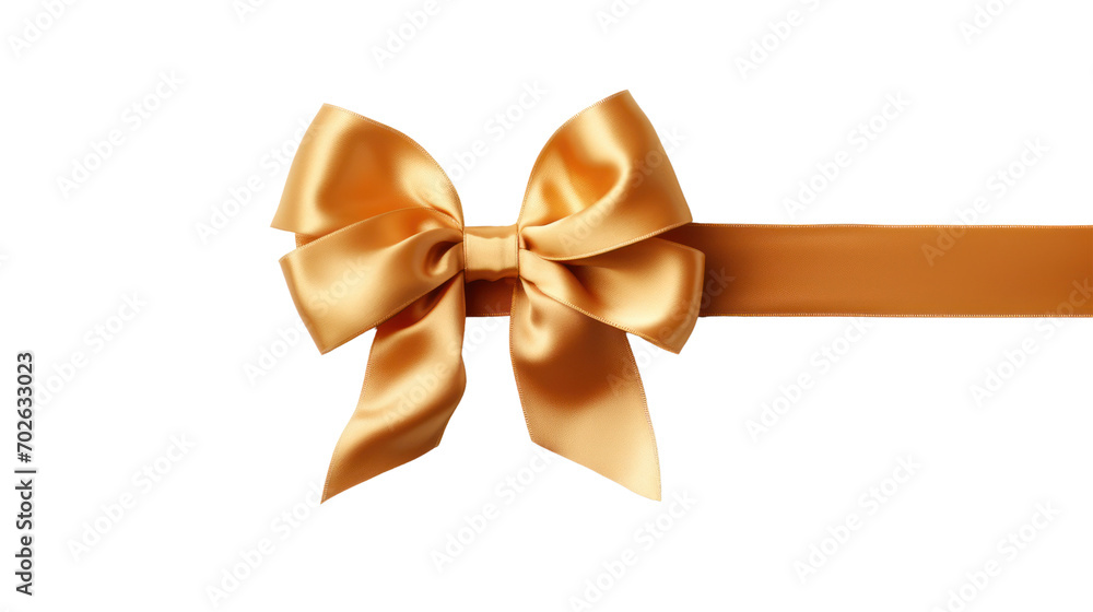 Shiny gold ribbon tied in a festive bow, isolated on transparent and white background.PNG image. Shiny gold ribbon tied in a festive bow, isolated on transparent and white background.PNG image.