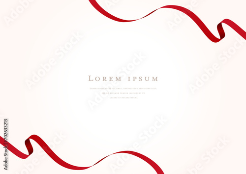 red ribbon vector design frame