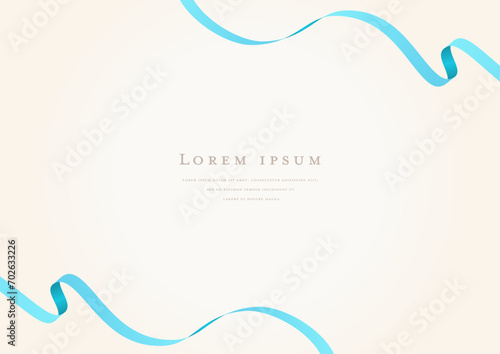 light blue ribbon vector design frame