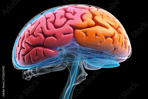 Human Brain neuronal network neural architecture: Neurons transmit signals via axons and dendrites, forming synapses. Neurotransmitters modulate communication, brain function
