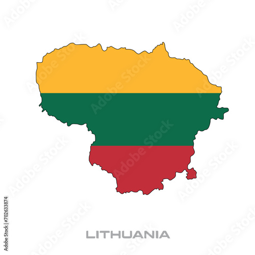 Vector illustration of the flag of Lithuania with black contours on a white background