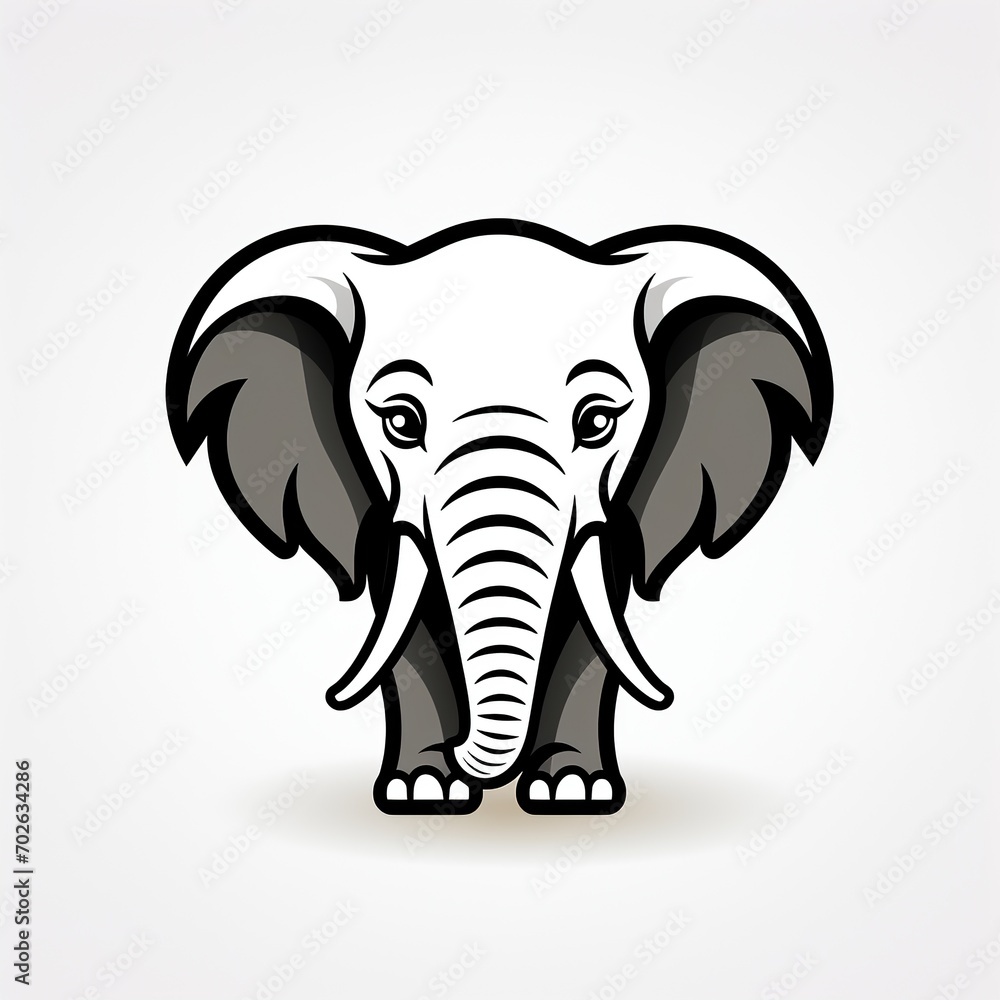 minimalistic logo emblem symbol icon with elephant on white background