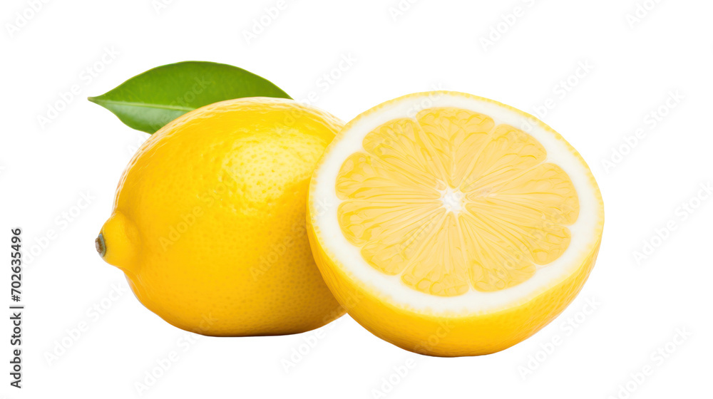 Lemon fruit with half isolated on white background, Lemon fruit with half isolated on white background,