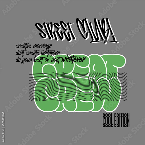 great crew graphic Design for T shirt Street Wear and Urban Style