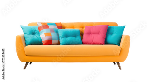 Modern sofa isolated on transparent and white background.PNG image.