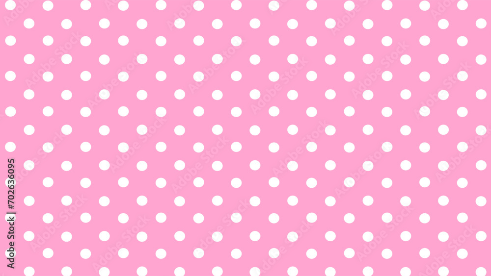 Pink and white polka dots background - obrazy, fototapety, plakaty 