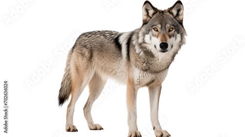 Gray wolf isolated on transparent and white background.PNG image.
