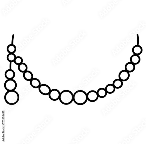 Cute Mardi Gras Beads outline doodle cartoon icon