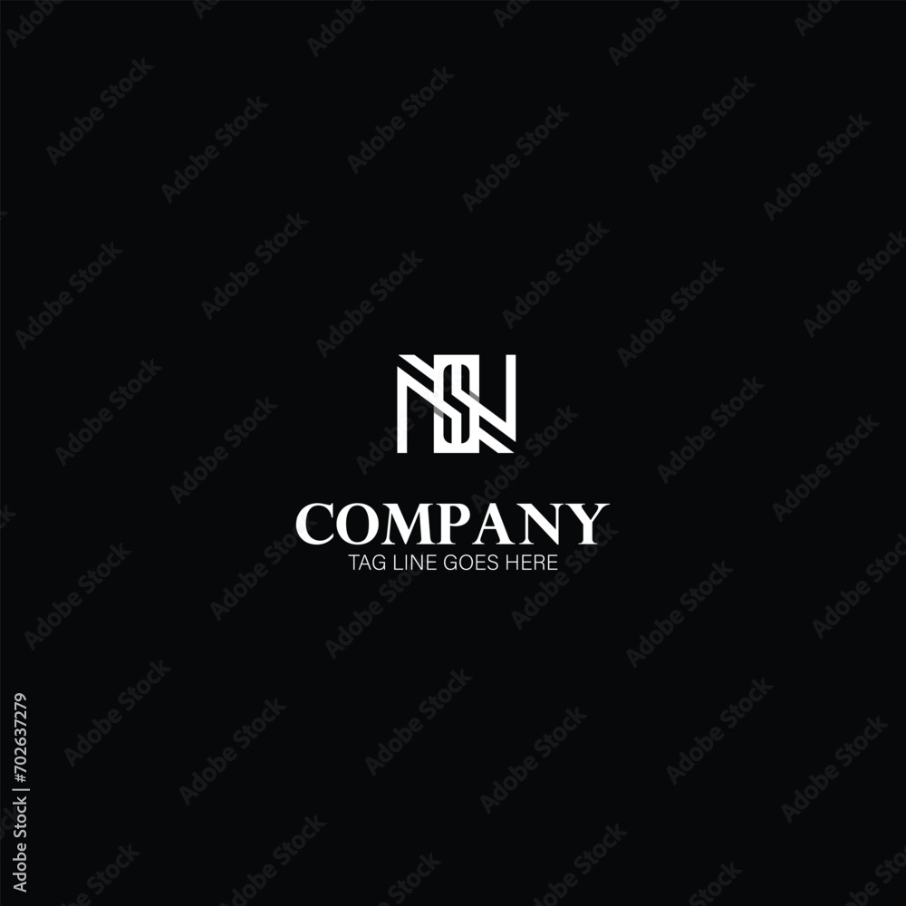  Minimal elegant monogram art logo. Outstanding professional trendy awesome artistic NS SN initial based Alphabet icon logo. Premium Business logo White color on black background