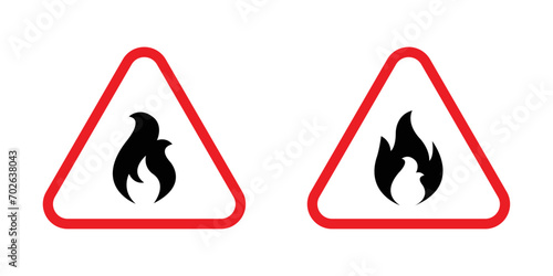 fire flammable warning icon vector design photo