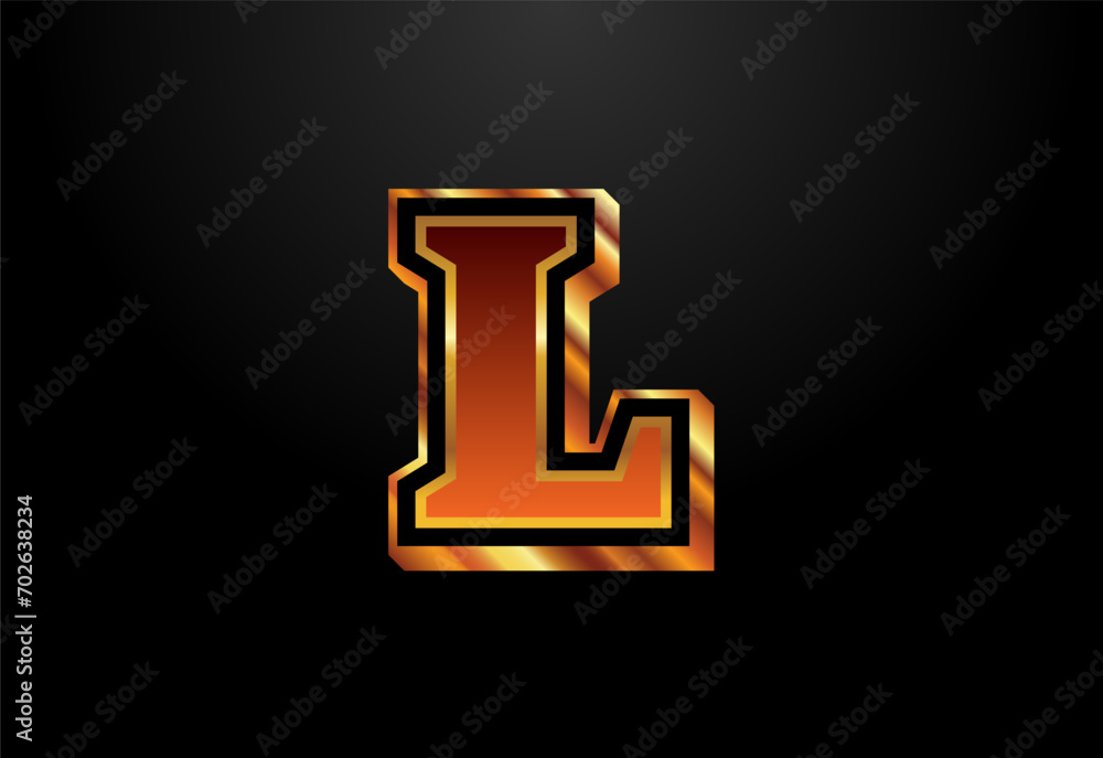 Gold and black color alphabet L. Elegant Gold Color alphabet vector illustration Gold and black color alphabet L. Elegant Gold Color alphabet vector illustration