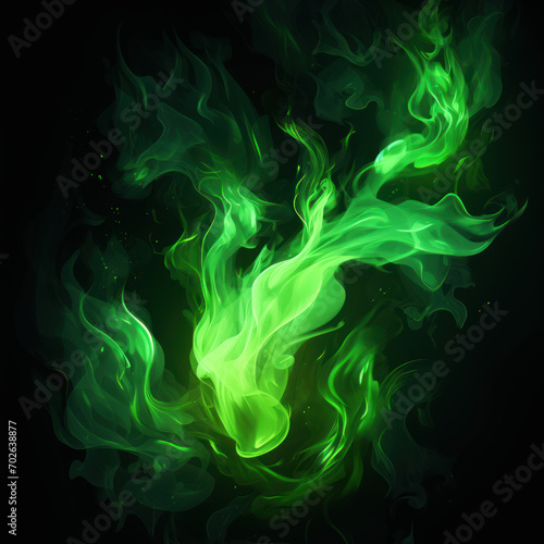 Wallpaper Mural Tongues of green fire on clear black background, green flames and sparks background design Torontodigital.ca