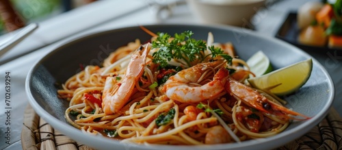Tom Yum seafood spaghetti, fusion-style stir-fried. © 2rogan