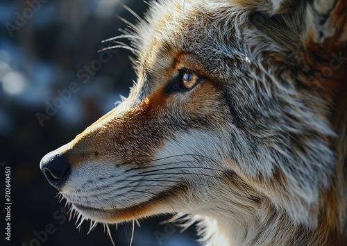 - A close-up of a wolf's whiskers, delicate and precise, enhancing its sensory perception.