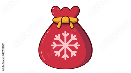 Christmas gift bag illustration, cartoon illustration isolated on white, Christmas bag with presents and gifts
