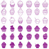 Cupcake icon vector set. Cake illustration sign collection. Sweet symbol or logo.