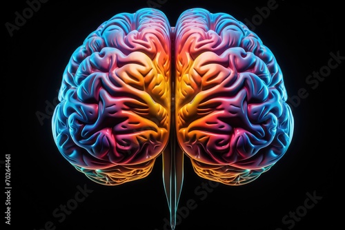 Brain neurogenesis in hippocampus, prefrontal cortex, hub of intelligence, complex interplay of gray matter neural pathways in brainstem, neurology, human cognition memory, perception consciousness photo
