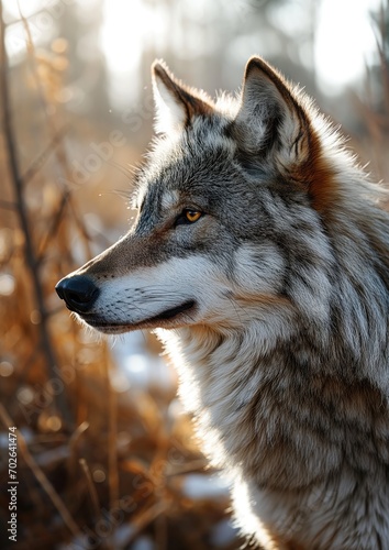 - A wolf s fur  dappled with sunlight  casting captivating shadows and highlights.