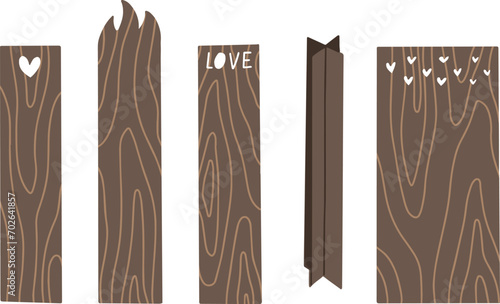 Wooden wick set with hearts and word love for creating a candle at home. Beeswax candles making process.  Candle making tutorial. Vector illustration